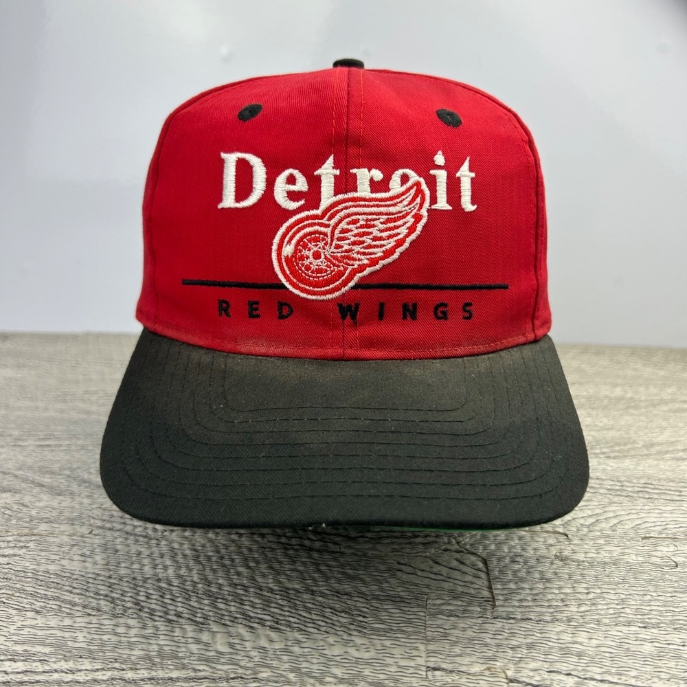 Vintage 90s Detroit Red Wings Hat Cap Snap Back Adjustable Red NHL Hockey Adult